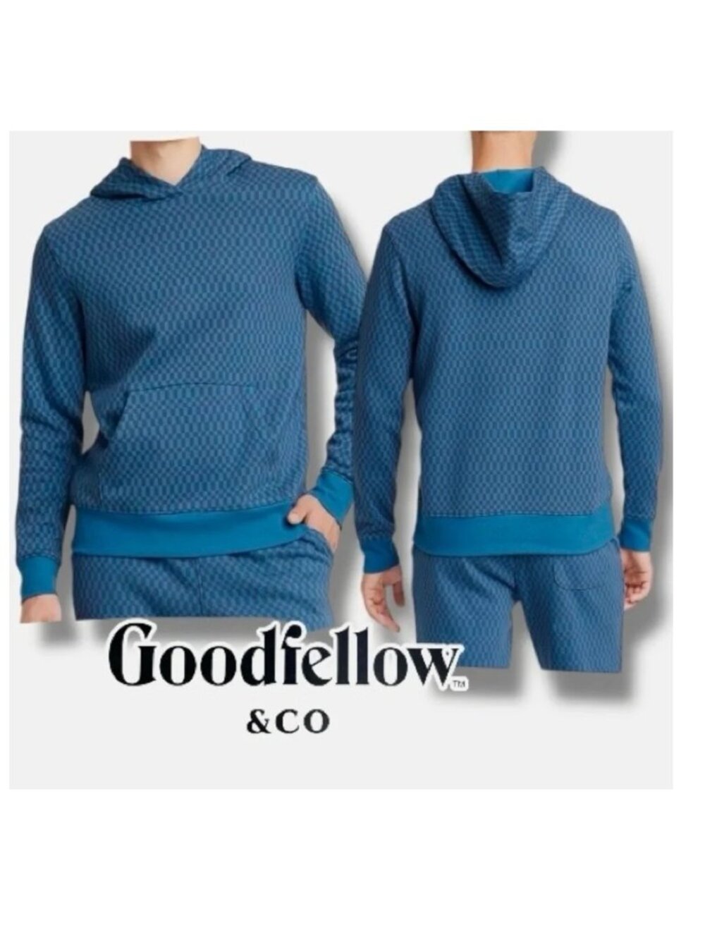Fleece Hoodie Sweatshirt Checkered Standard Fit Goodfellow Mens XXL